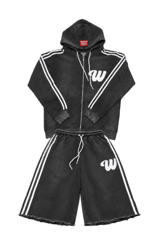 We Hate Haters Club Winners 3/4 Length Short Set ( Vintage Wash Black/White)