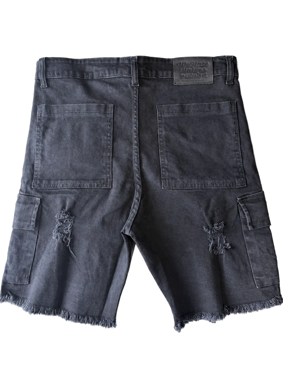 We Hate Haters Club Embossed Denim Shorts (Black)