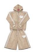 We Hate Haters Club Winners 3/4 Length Short Set ( Vintage Wash Tan/White)