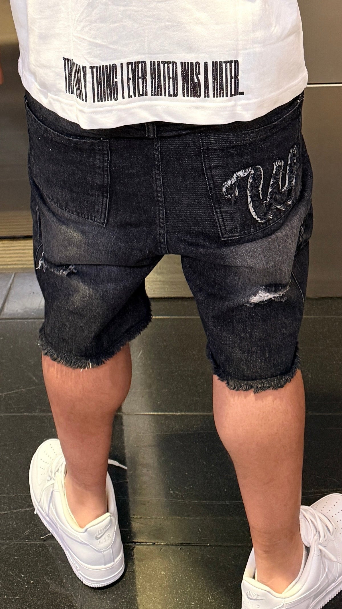We Hate Haters Club Distressed (Washed Black) Shorts