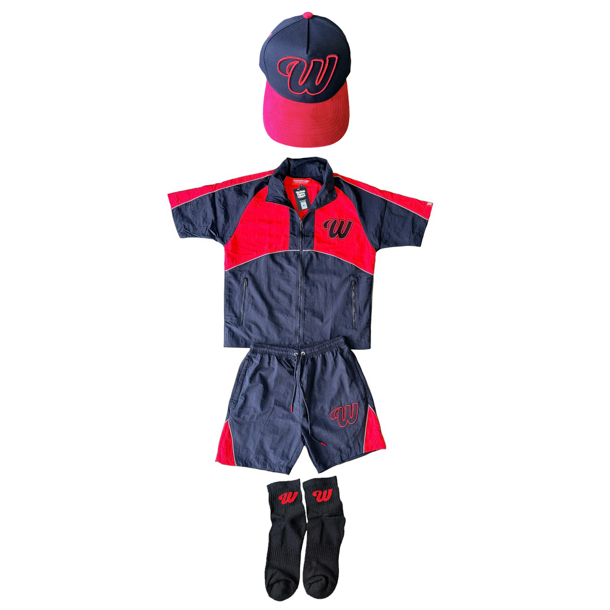 Black/Red Windbreaker Set