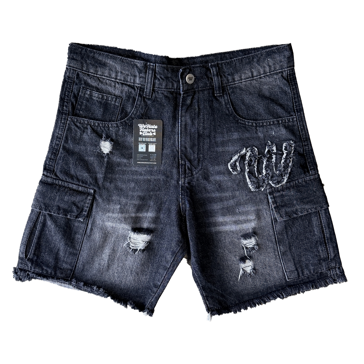 We Hate Haters Club Distressed (Washed Black) Shorts