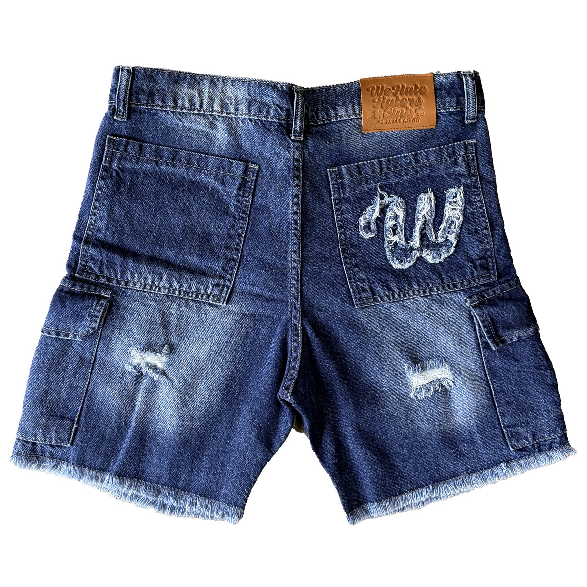 We Hate Haters Club Distressed (Washed Dark Blue) Shorts