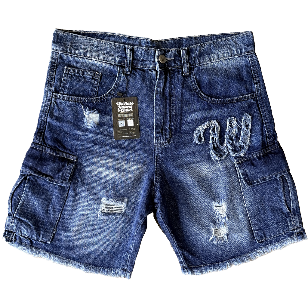 We Hate Haters Club Distressed (Washed Dark Blue) Shorts