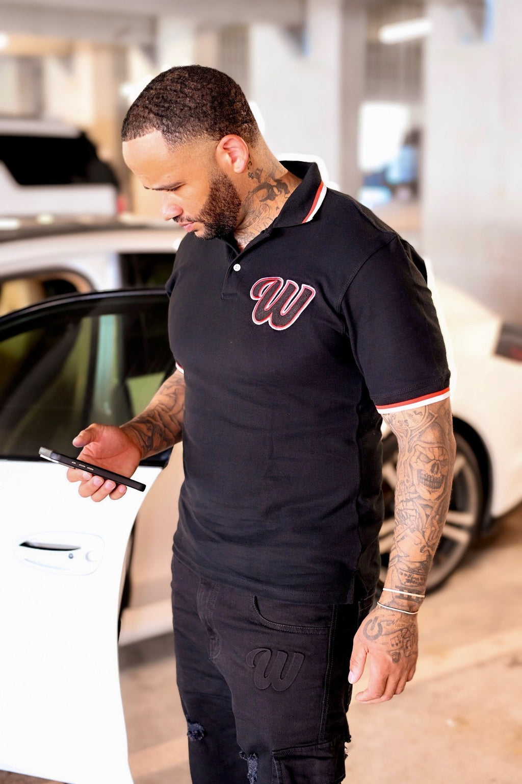 We Hate Haters Club Collar Shirt (Black/Red)