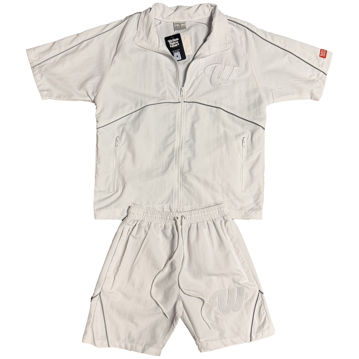 We Hate Haters Club Winners Windbreaker Shortset (Triple White)