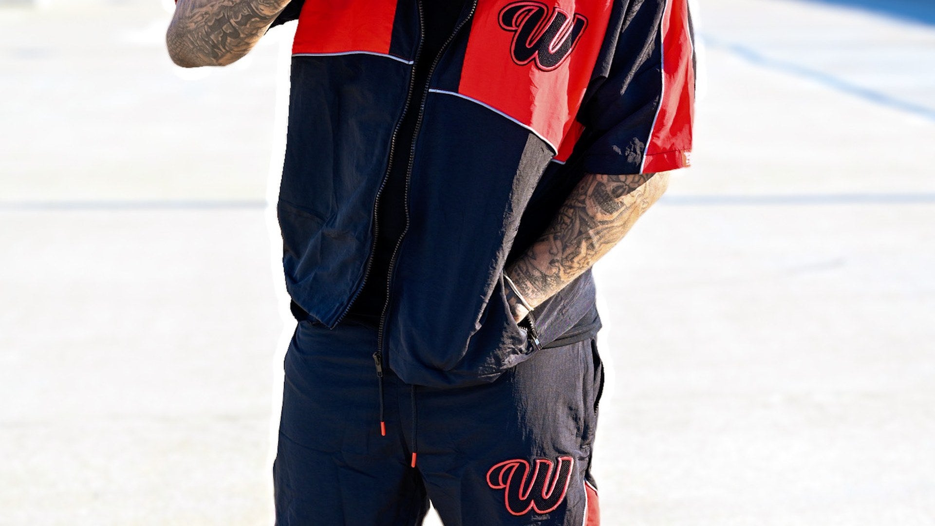 Winners Windbreaker Shortset (Black/Red)